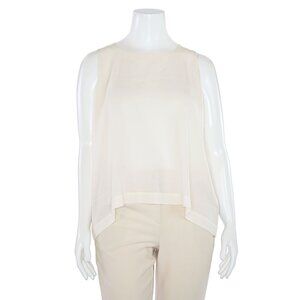 Eskandar $595 A-Line Mid Plus Silk Crepe Shell in White sz 1